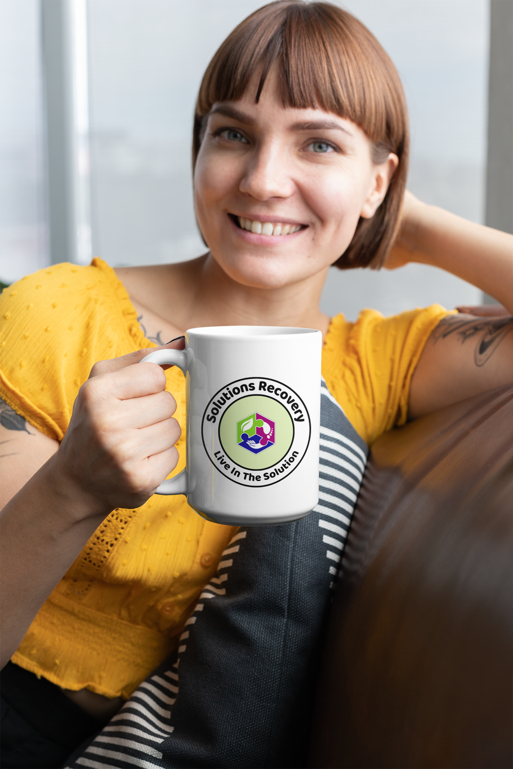 Solutions Recovery 15oz Mug — "Live In The Solution" Inspirational Coffee Cup