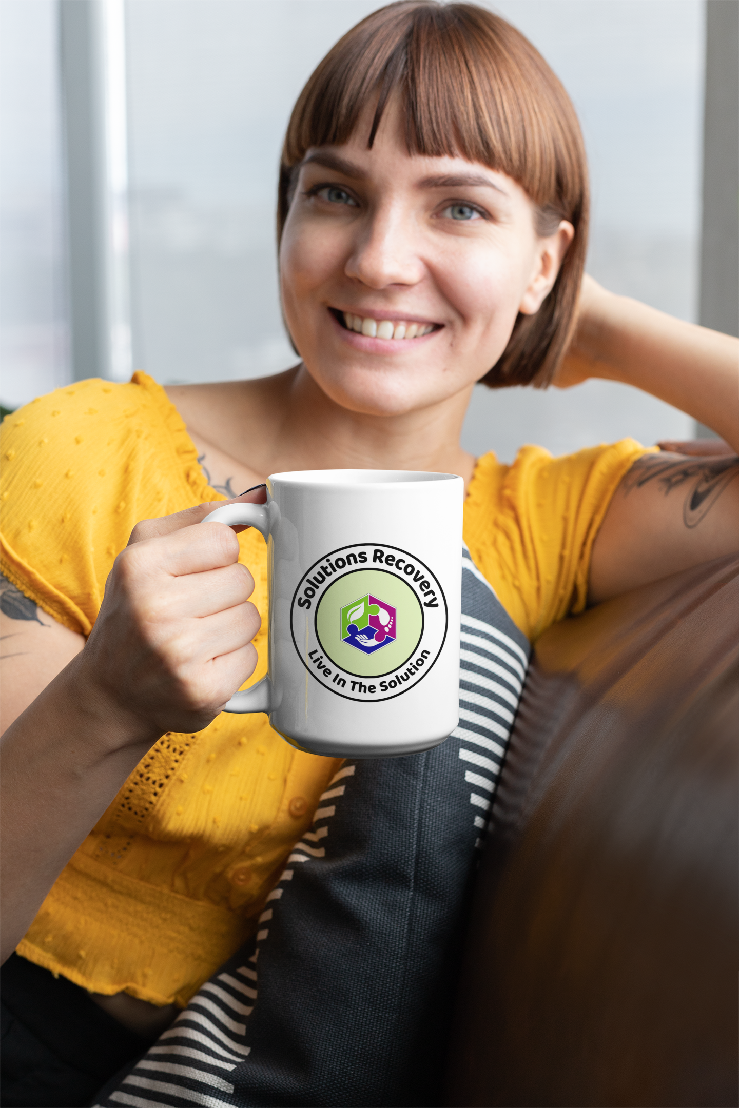 Solutions Recovery 15oz Mug — "Live In The Solution" Inspirational Coffee Cup