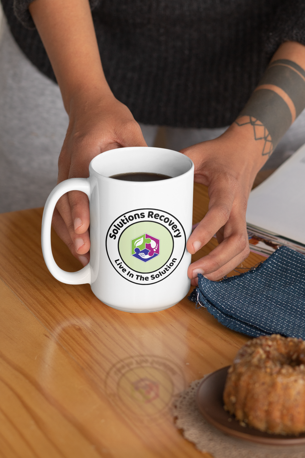 Solutions Recovery 15oz Mug — "Live In The Solution" Inspirational Coffee Cup
