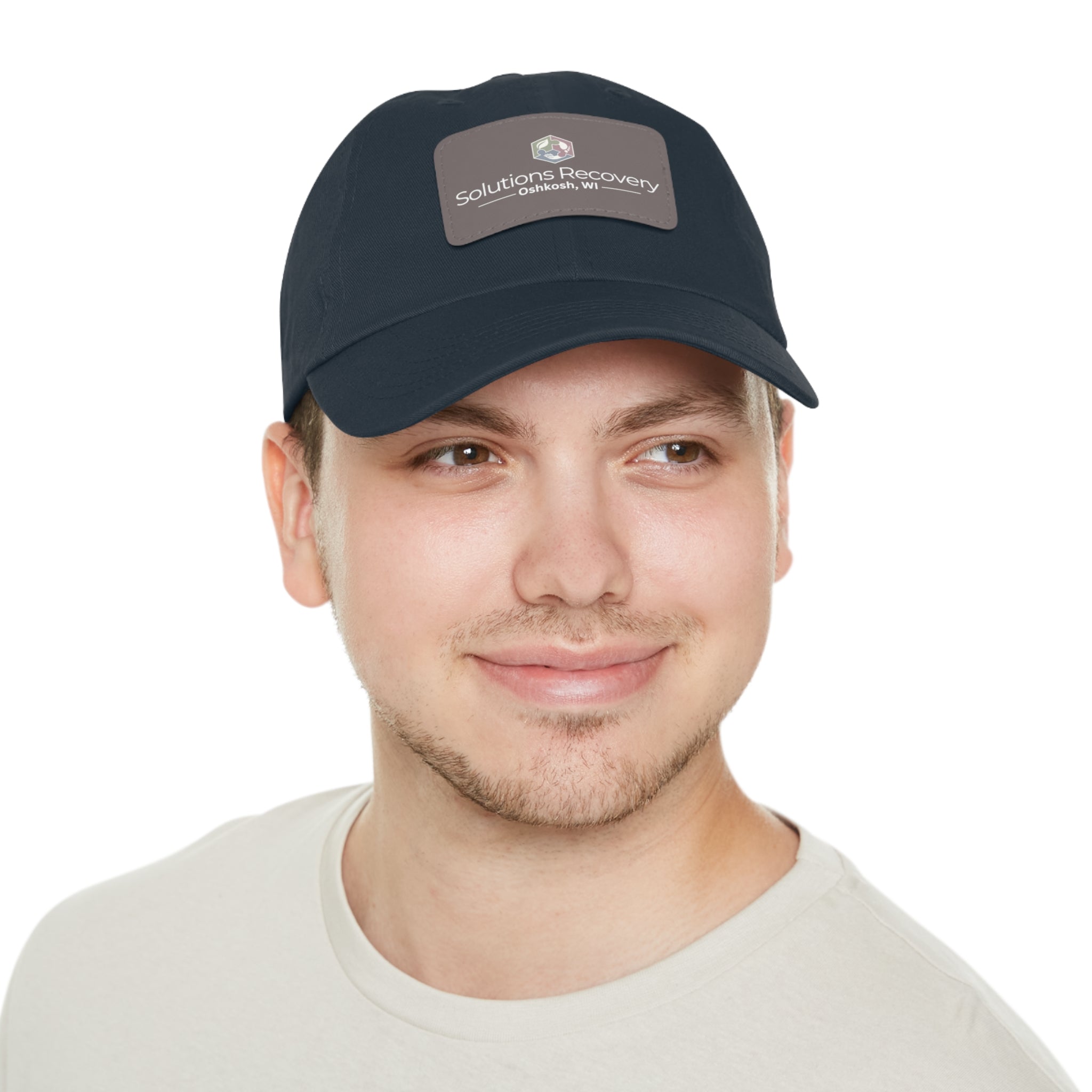 Solutions Recovery Leather Patch Dad Hat — "Live in the Solution"